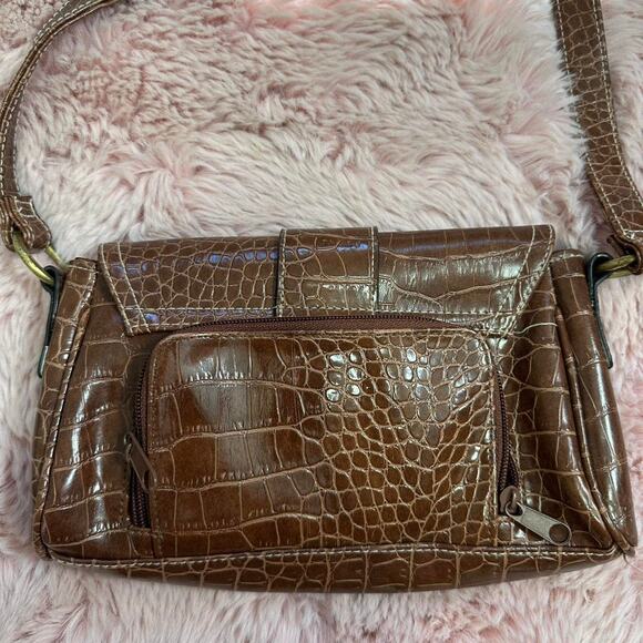 Y2k warm brown croc print shoulder bag - Picture 5 of 7